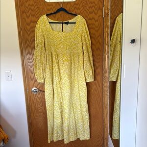 Women's Yellow Printed Maxi Dress